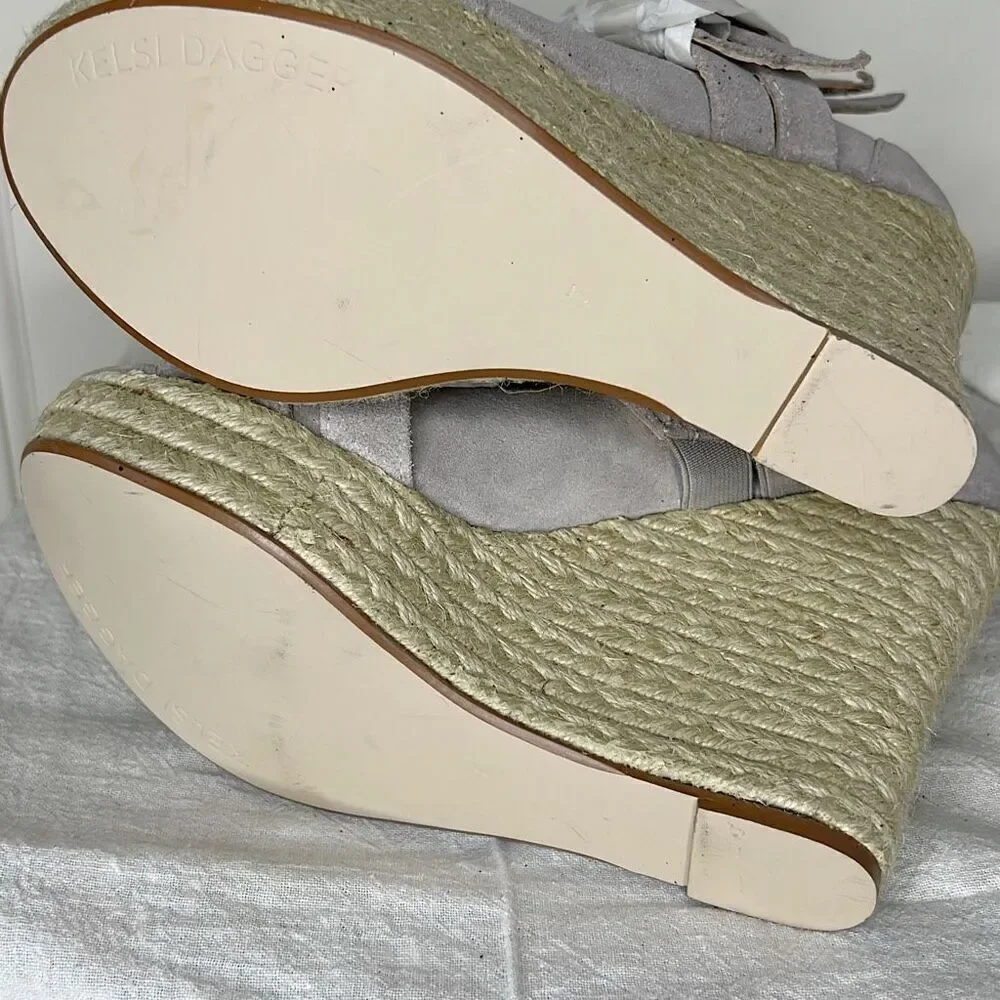 Kelsi Dagger Griselda Suede Espadrille Gray Size 7 New
